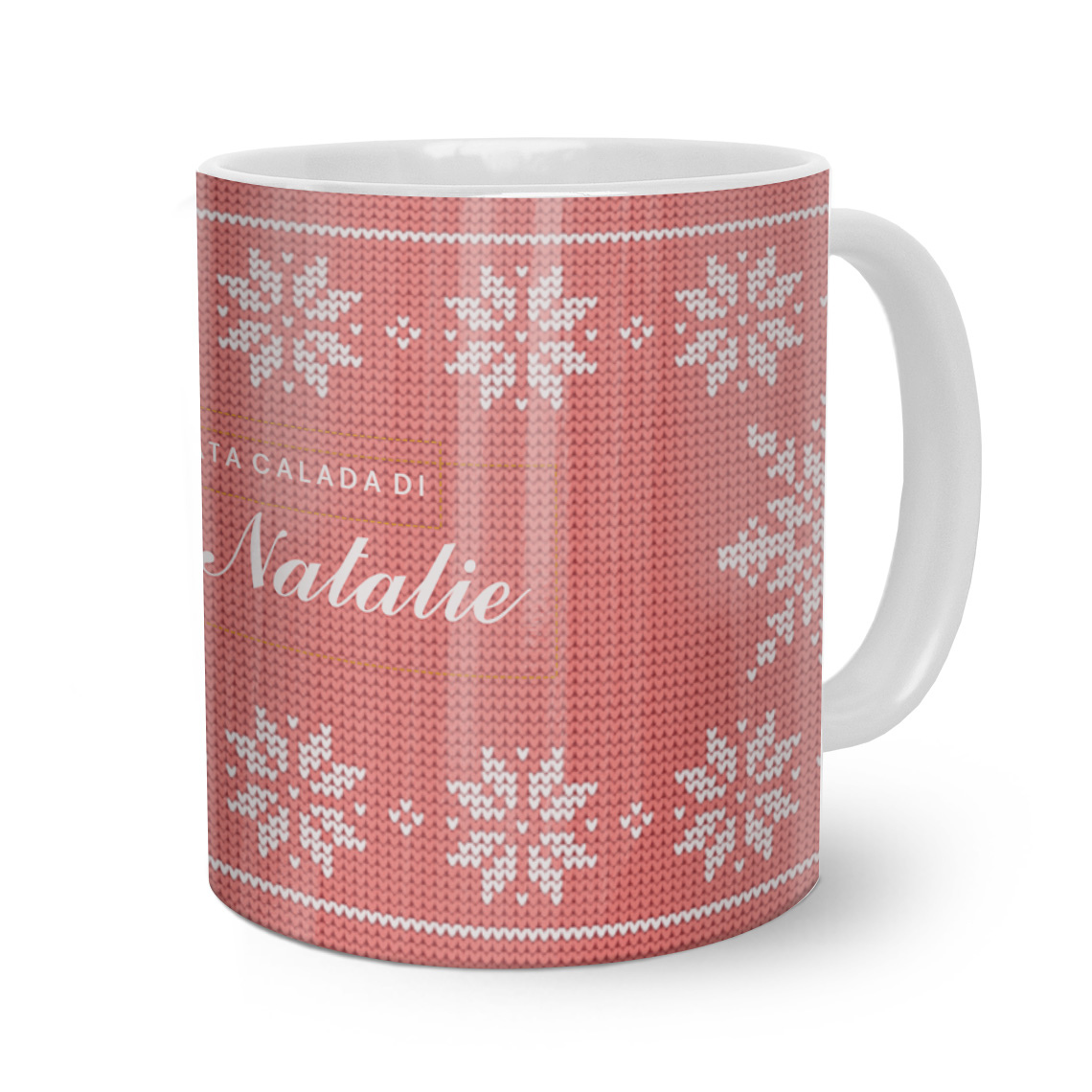 Tazza di Natale personalizzata con testo.